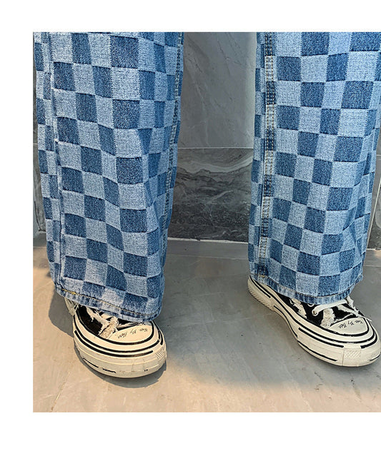 Women’s Plaid Pattern Jeans | Trendy Checkered Casual Denim Pants Ooho