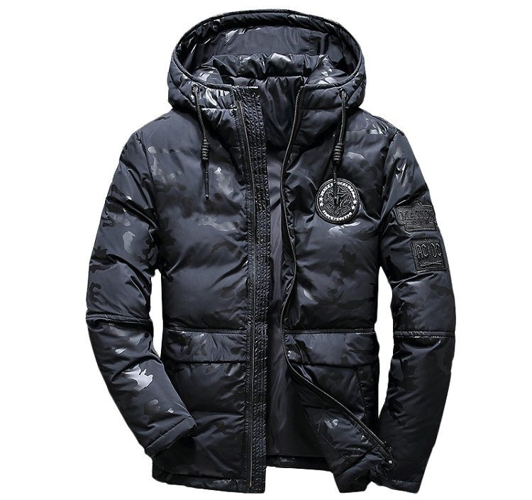 Camouflage Men's Winter Jacket Coat Hooded Casual Slim Down Parka Autumn Camo Windproof Warm Mens Overcoat Ooho