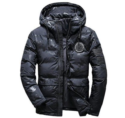 Camouflage Men's Winter Jacket Coat Hooded Casual Slim Down Parka Autumn Camo Windproof Warm Mens Overcoat Ooho