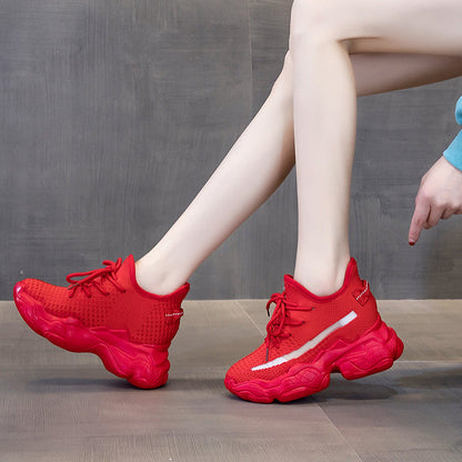 Inner increase flying knit sports high heels Ooho