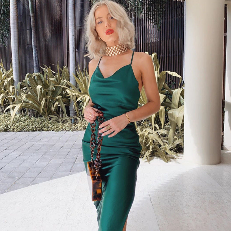 Satin silk ladies midi dress Ooho