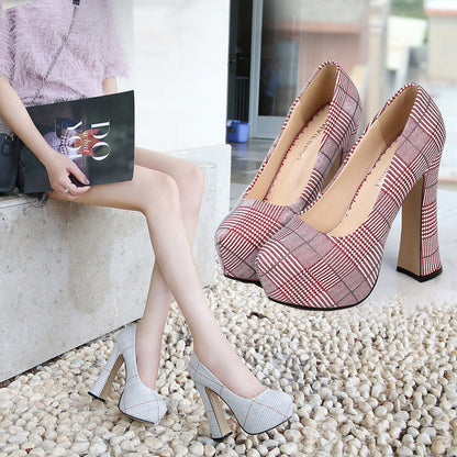 High heels waterproof platform houndstooth Ooho