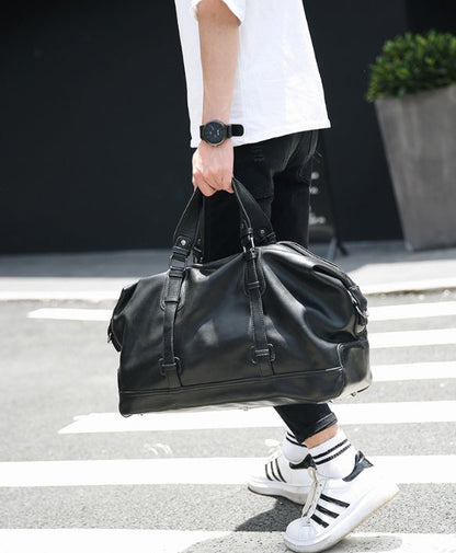 Large-capacity business handbag leather travel bag gym bag fashion men short-distance travel bag men Ooho