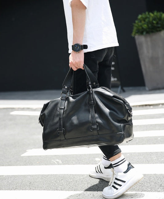 Large-capacity business handbag leather travel bag gym bag fashion men short-distance travel bag men Ooho