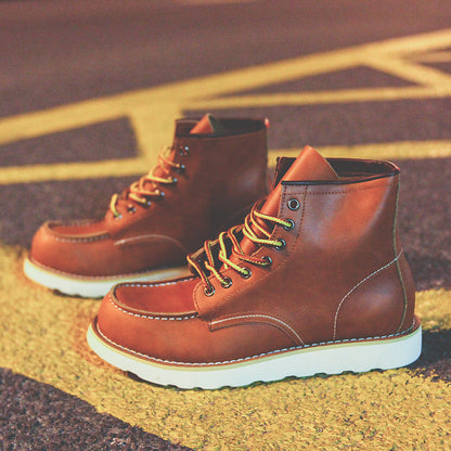 Retro Mark Head Work Boots Casual Martin Men Ooho