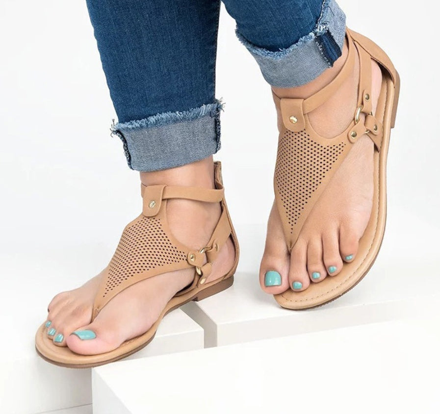 Thong lace ladies sandals openwork flat sandals Ooho