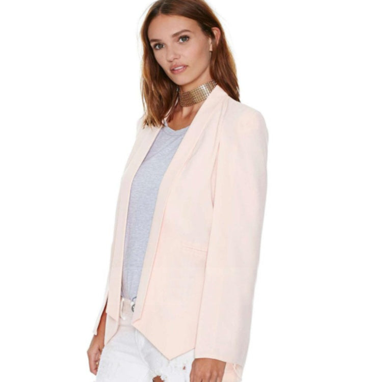 Elegant Lapel Cape Blazer – Women's Long Sleeve Cloak Office Suit Jacket Ooho