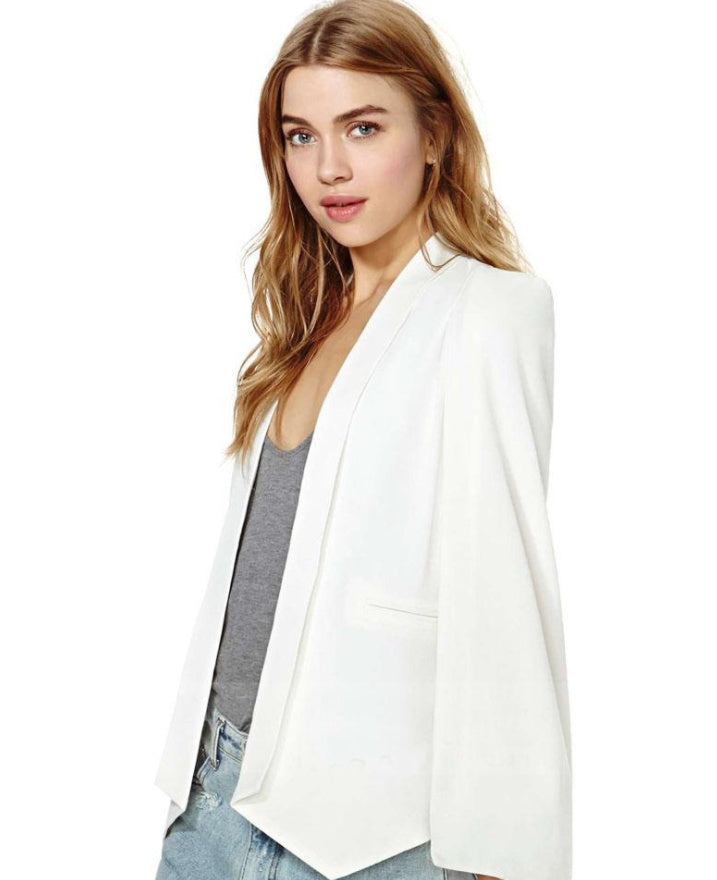 Elegant Lapel Cape Blazer – Women's Long Sleeve Cloak Office Suit Jacket Ooho