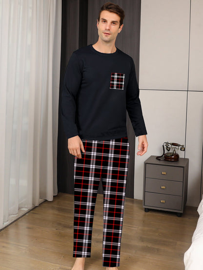 Ice Silk Long Sleeve Long Pants Men's Pajama Set Ooho