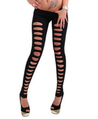 Women’s Front Hole Seamless Leggings | Solid Color Slim Fit Stretch Tights Ooho