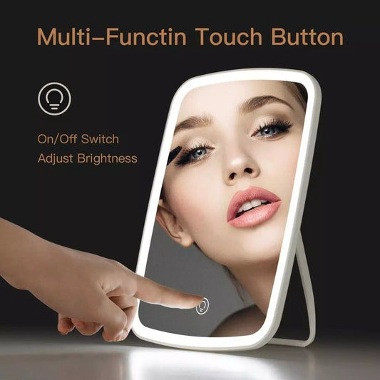 Intelligent Portable Desktop Ladies Makeup Light Adjustable Women Girls Rectangle Mirrors Ooho