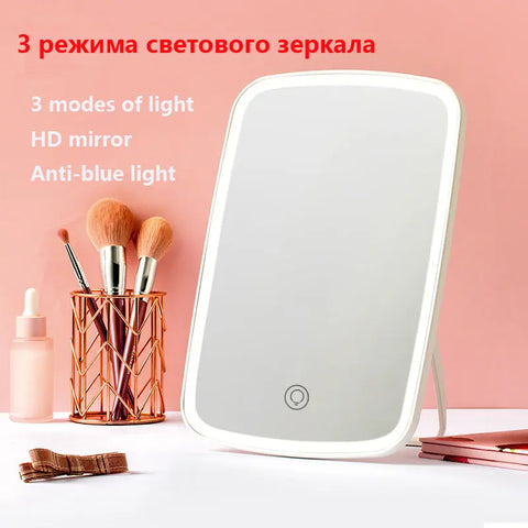 Intelligent Portable Desktop Ladies Makeup Light Adjustable Women Girls Rectangle Mirrors Ooho