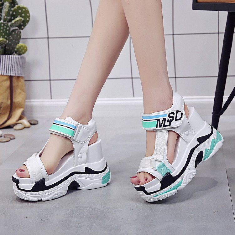 TUINANLE Women Sandals Summer Chunky High Heels Female Wedges Shoes for Women Platform Patchwork Casual Sandalia Feminina Ooho