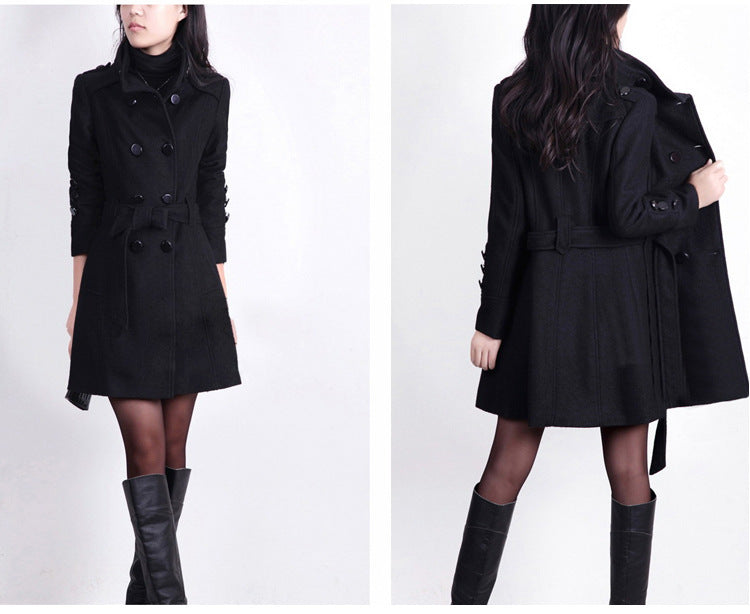 Woolen Coat for Women | Mid-Length Korean Style Woolen Outerwear Ooho