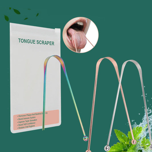 Tongue Scraper Cleaner Metal Cleaning Scraper for Men and Women Tongue Toothbrush Dental Oral Care Hygiene Tool Ooho