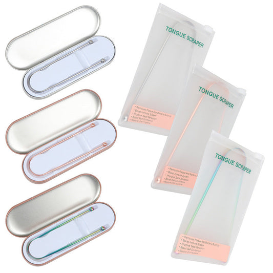 Tongue Scraper Cleaner Metal Cleaning Scraper for Men and Women Tongue Toothbrush Dental Oral Care Hygiene Tool Ooho