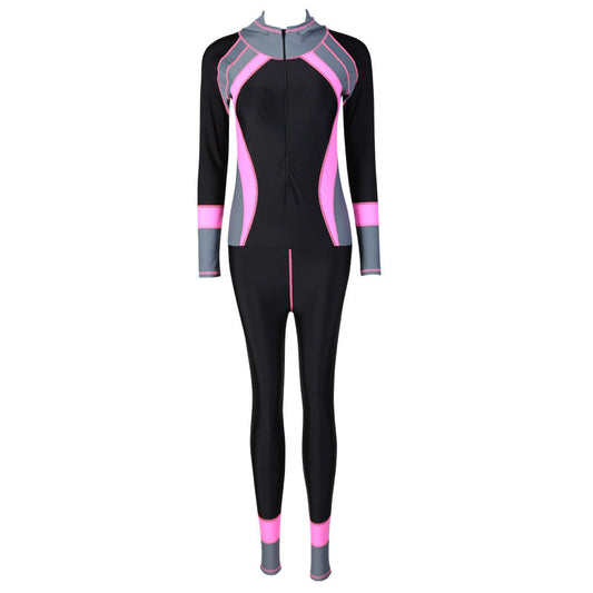 New Women One Piece Swimsuit Rash Guard Slim Long Sleeve Ooho