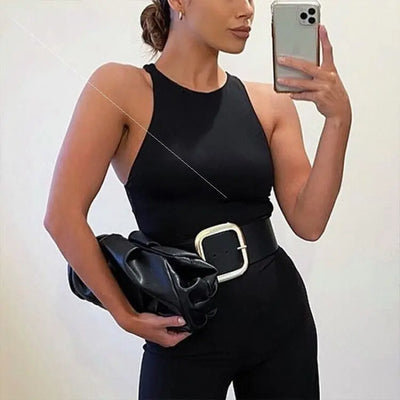 Summer Round Neck Sleeveless Bodysuit Bodysuit Ooho