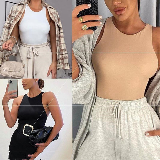 Summer Round Neck Sleeveless Bodysuit Bodysuit Ooho