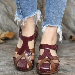 Summer Hollow Sandals Female Round Toe Wedge With Hollow Large Size Sandals