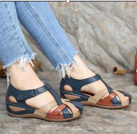 Summer Hollow Sandals Female Round Toe Wedge With Hollow Large Size Sandals