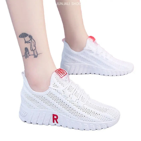 Women Tennis Shoes Bottom Sneakers Gym Female Sport Walking Breathable Mesh Women Sneakers Lightweight Sports Running Shoes Ooho