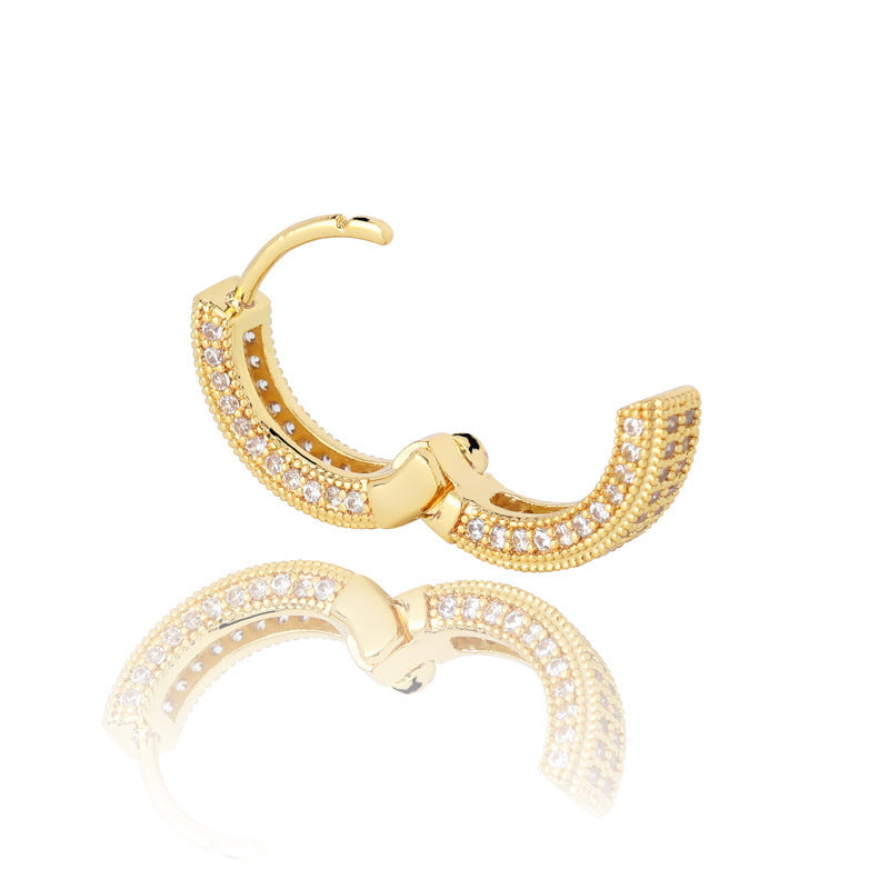 Hoop Earrings Full Of Zircon Bling Male And Female Hip-hop Earrings Ooho