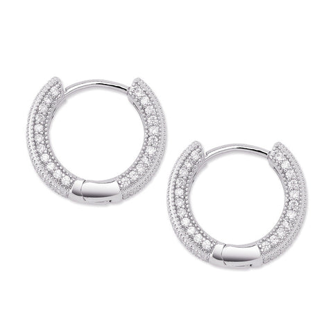 Hoop Earrings Full Of Zircon Bling Male And Female Hip-hop Earrings Ooho