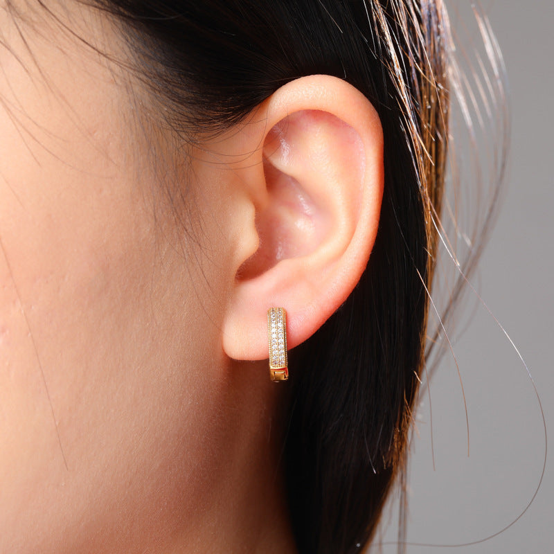 Hoop Earrings Full Of Zircon Bling Male And Female Hip-hop Earrings Ooho
