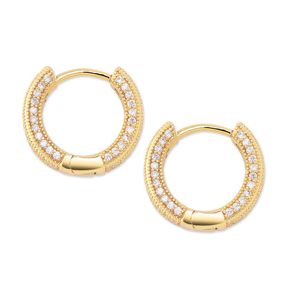 Hoop Earrings Full Of Zircon Bling Male And Female Hip-hop Earrings Ooho