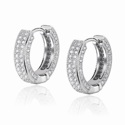 Hoop Earrings Full Of Zircon Bling Male And Female Hip-hop Earrings Ooho