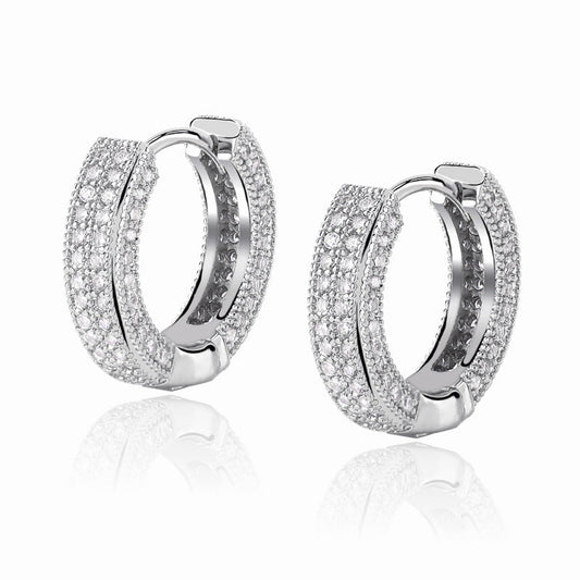 Hoop Earrings Full Of Zircon Bling Male And Female Hip-hop Earrings Ooho