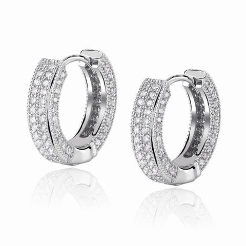 Hoop Earrings Full Of Zircon Bling Male And Female Hip-hop Earrings Ooho
