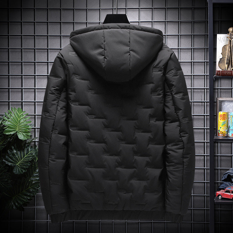 Men's Jacket Short Warm Hooded Cotton Jacket Men Ooho