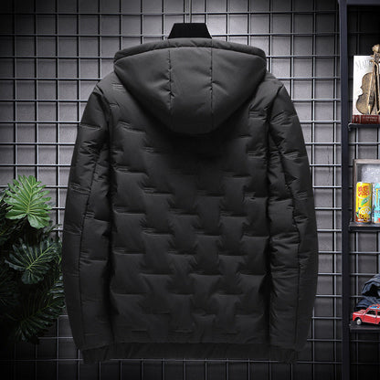 Men's Jacket Short Warm Hooded Cotton Jacket Men Ooho