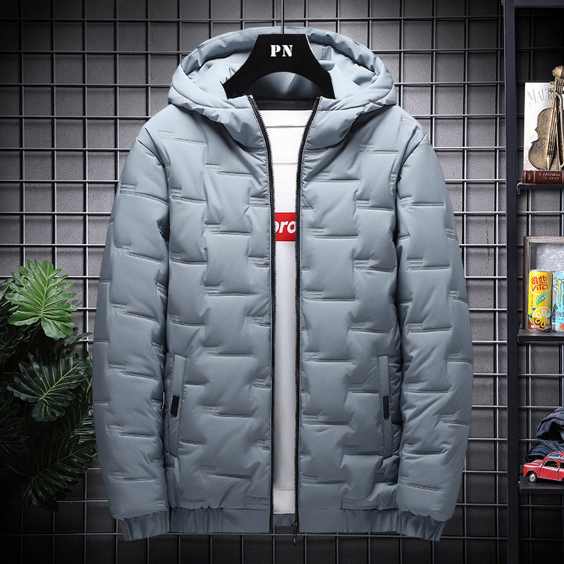 Men's Jacket Short Warm Hooded Cotton Jacket Men Ooho