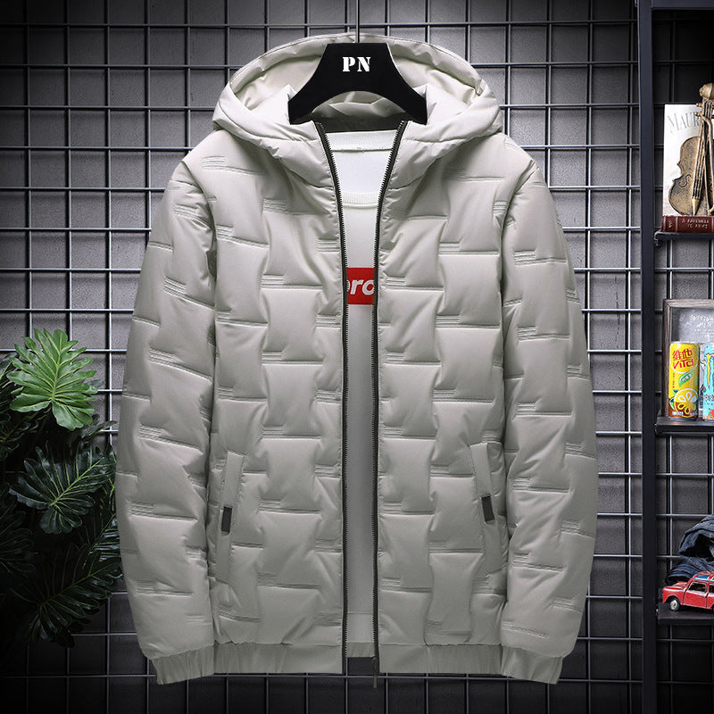 Men's Jacket Short Warm Hooded Cotton Jacket Men Ooho