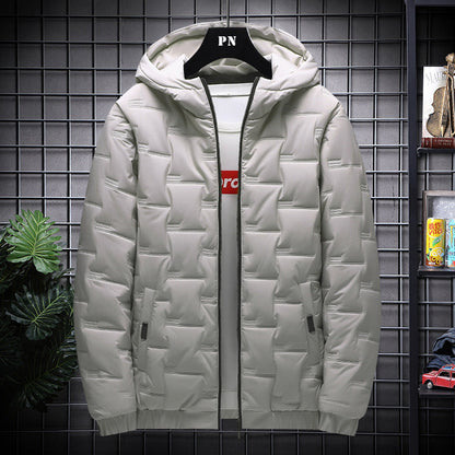 Men's Jacket Short Warm Hooded Cotton Jacket Men Ooho