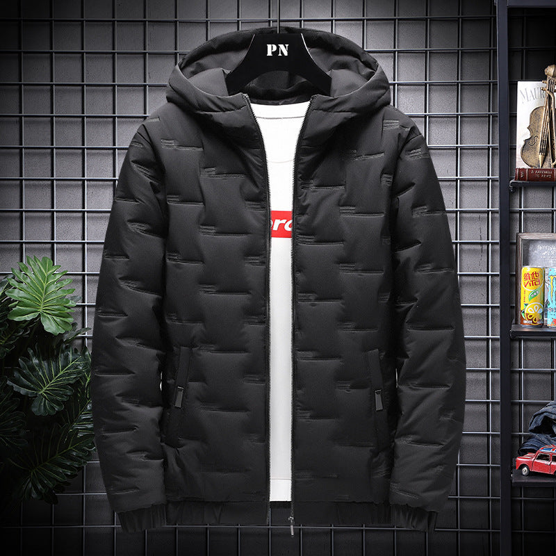 Men's Jacket Short Warm Hooded Cotton Jacket Men Ooho