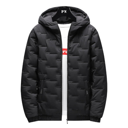 Men's Jacket Short Warm Hooded Cotton Jacket Men Ooho