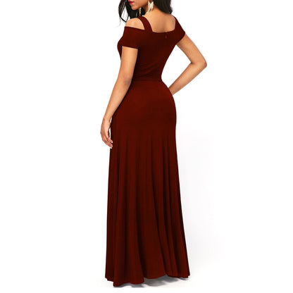 Solid Color V-Neck Strapless Split Slim Fit Party Dress for Women | Sexy Evening Dress Ooho