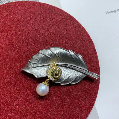 Wuli&baby Czech Rhinestone Snail Leaf Brooches Women Unisex 2-color Office Party Brooch Pins Gifts Ooho
