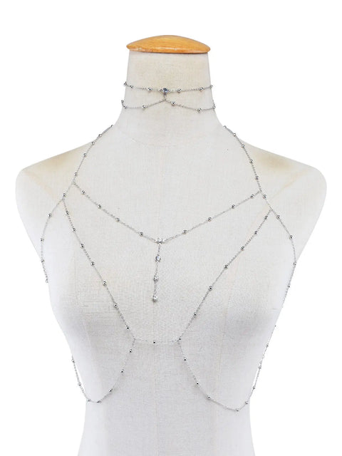 Rhinestone Tassel Body Jewelry Sexy Beach Gold Silver Wedding Accessories Bra Messenger Jewelry Women Ooho