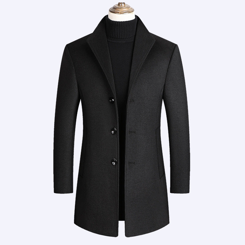 Woolen Coat Men Autumn And Winter Middle-Aged Men Ooho