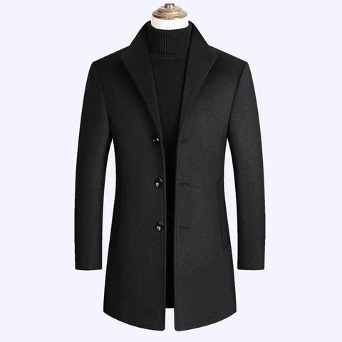 Woolen Coat Men Autumn And Winter Middle-Aged Men Ooho