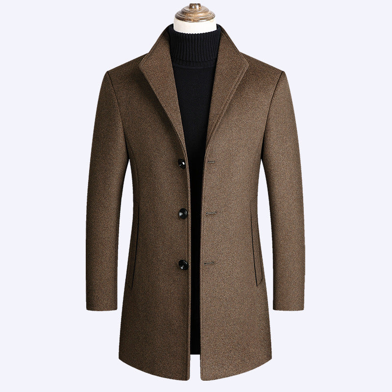Woolen Coat Men Autumn And Winter Middle-Aged Men Ooho