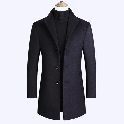 Woolen Coat Men Autumn And Winter Middle-Aged Men Ooho