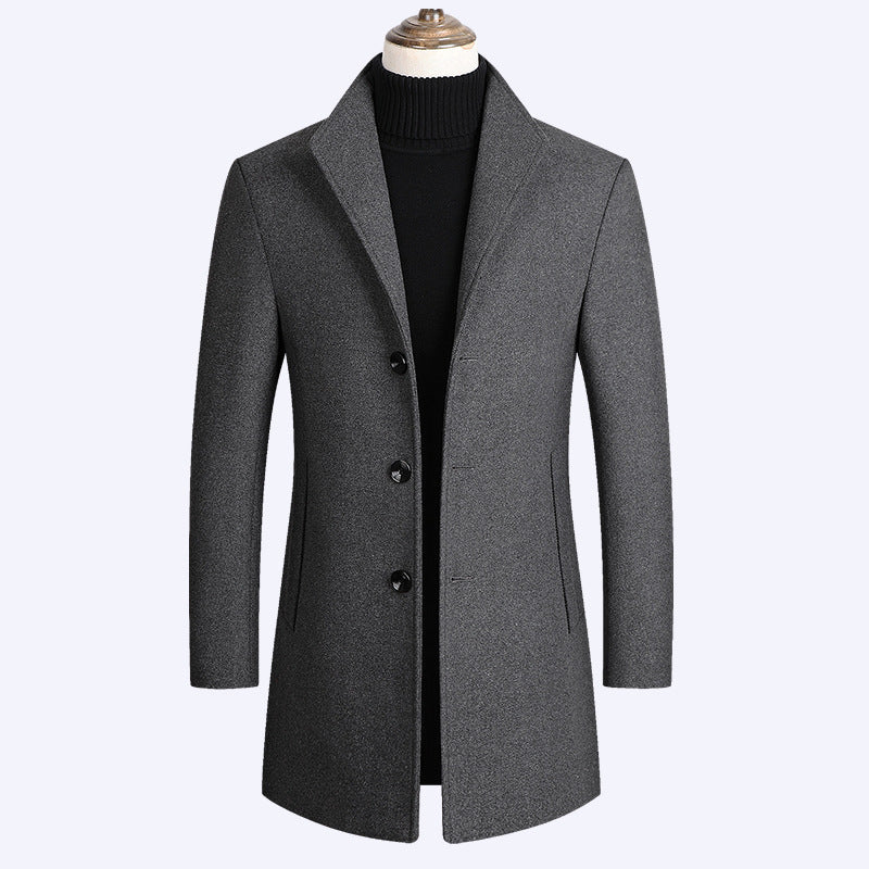 Woolen Coat Men Autumn And Winter Middle-Aged Men Ooho
