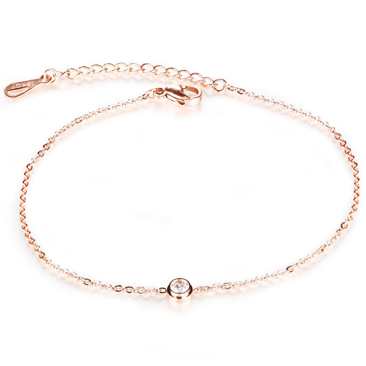 JeeMango Cubic Zirconia Anklet Foot Jewelry Rose Gold Anklet Bracelet Leg Chain Stainless Steel Anklets Women Jewelry JA19034 Ooho