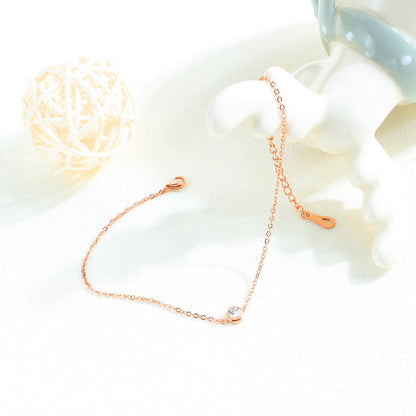 JeeMango Cubic Zirconia Anklet Foot Jewelry Rose Gold Anklet Bracelet Leg Chain Stainless Steel Anklets Women Jewelry JA19034 Ooho